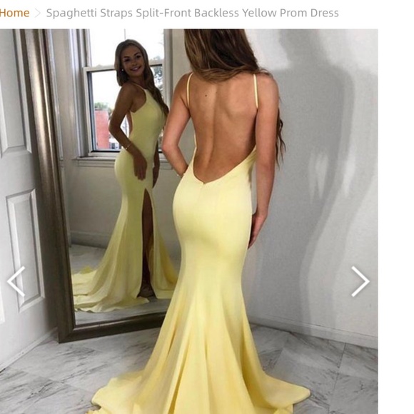Long Formal Yellow Dress (new with tags) Spaghetti Straps, Split-Front, Backless - Picture 10 of 14